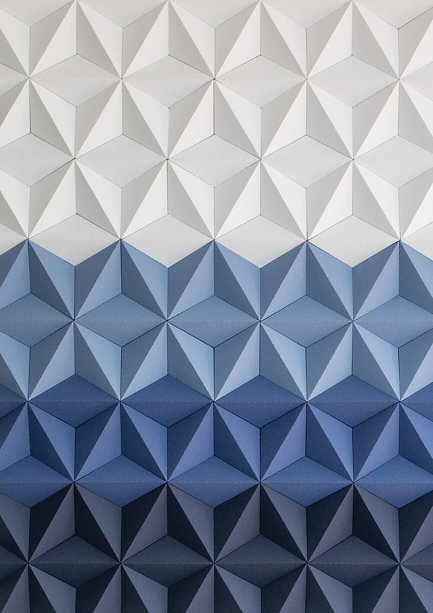 Arte de pared geométrico azul imprimible Impresión de arte azul y blanco, triángulos geométricos gris azul fondo de pantalla del teléfono