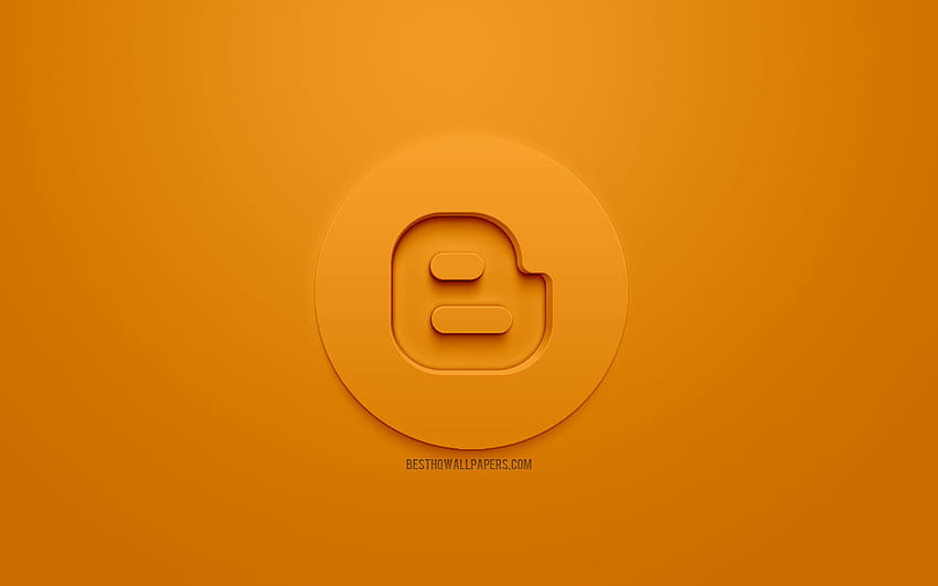 Blogger, 3d icon, orange background, creative art, blogging system, 3d emblem with resolution 2560x1600. High Quality HD wallpaper