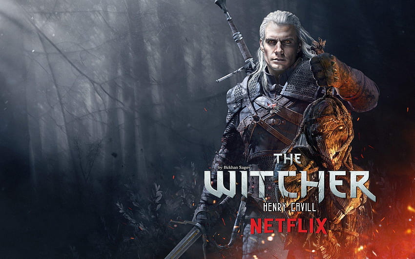 Nueva arte de fantasía Henry Cavill como Geralt en The Witcher, the witcher netflix fondo de pantalla