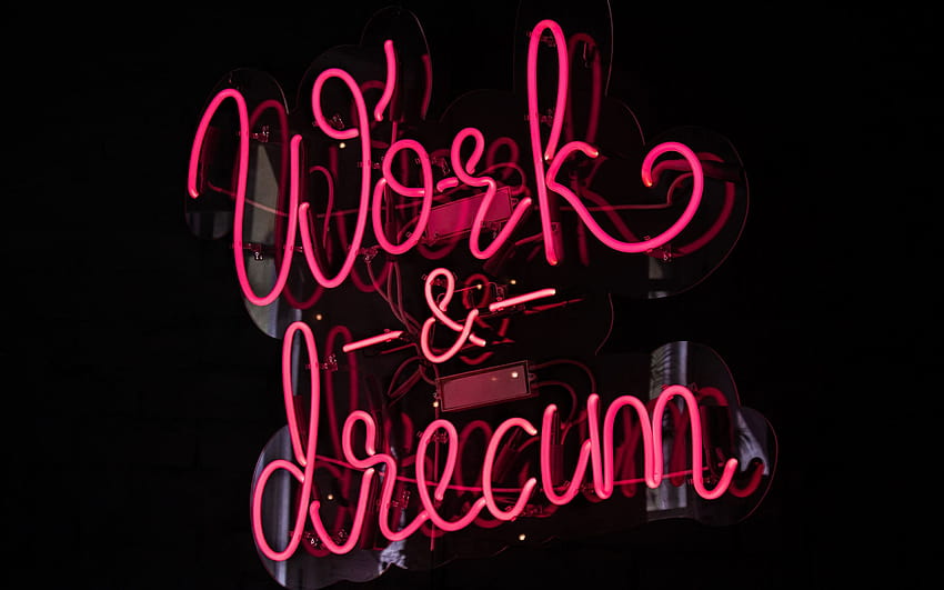 Works and Dream LED signage MacBook Air, cool led HD wallpaper