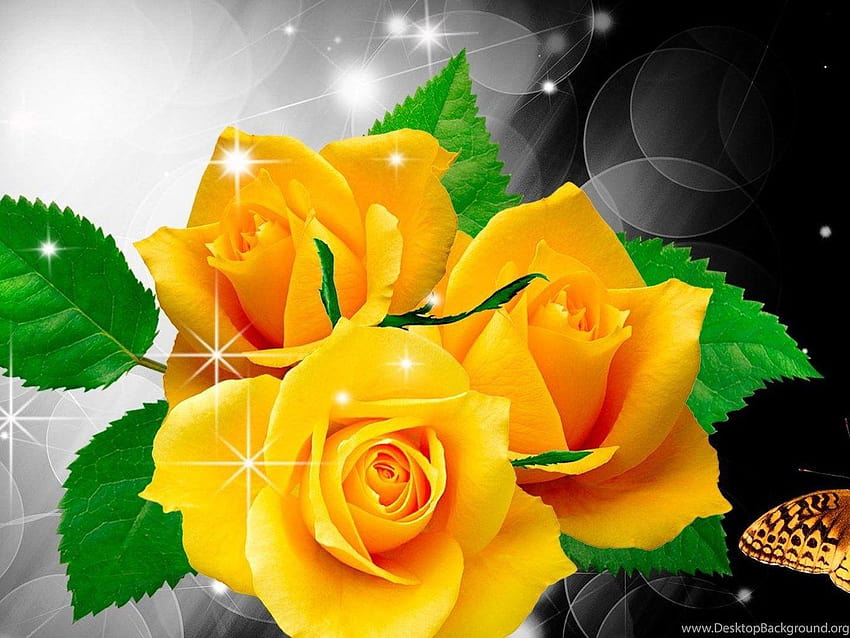 Yellow Roses And Butterfly And, roses butterfly HD wallpaper | Pxfuel