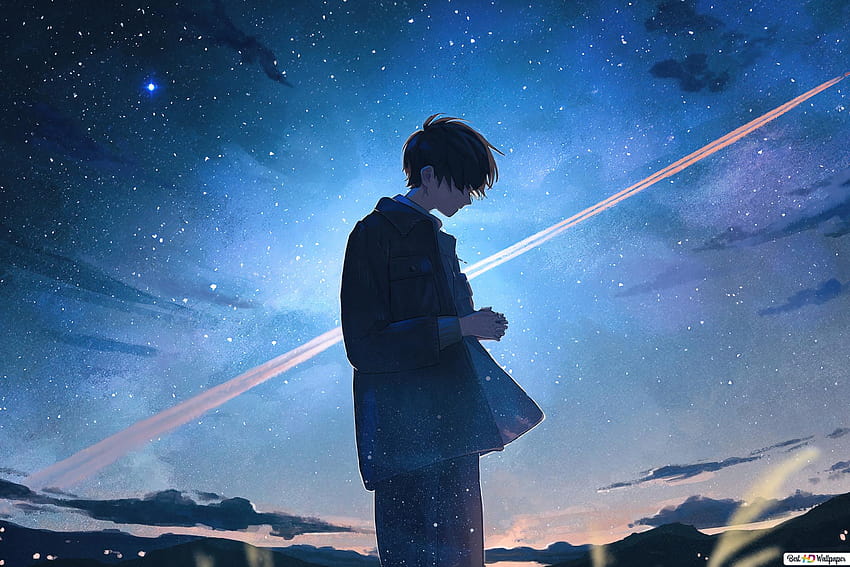 孤独なアニメの少年、宇宙のアニメ 高画質の壁紙