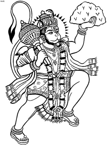 Painting Of Lord Hanuman Ji Pencil Sketch In - GranNino