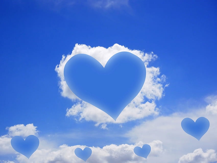 Bulutların,gökyüzü,kalp,kalpler,aşk,kalp bulutları HD duvar kağıdı