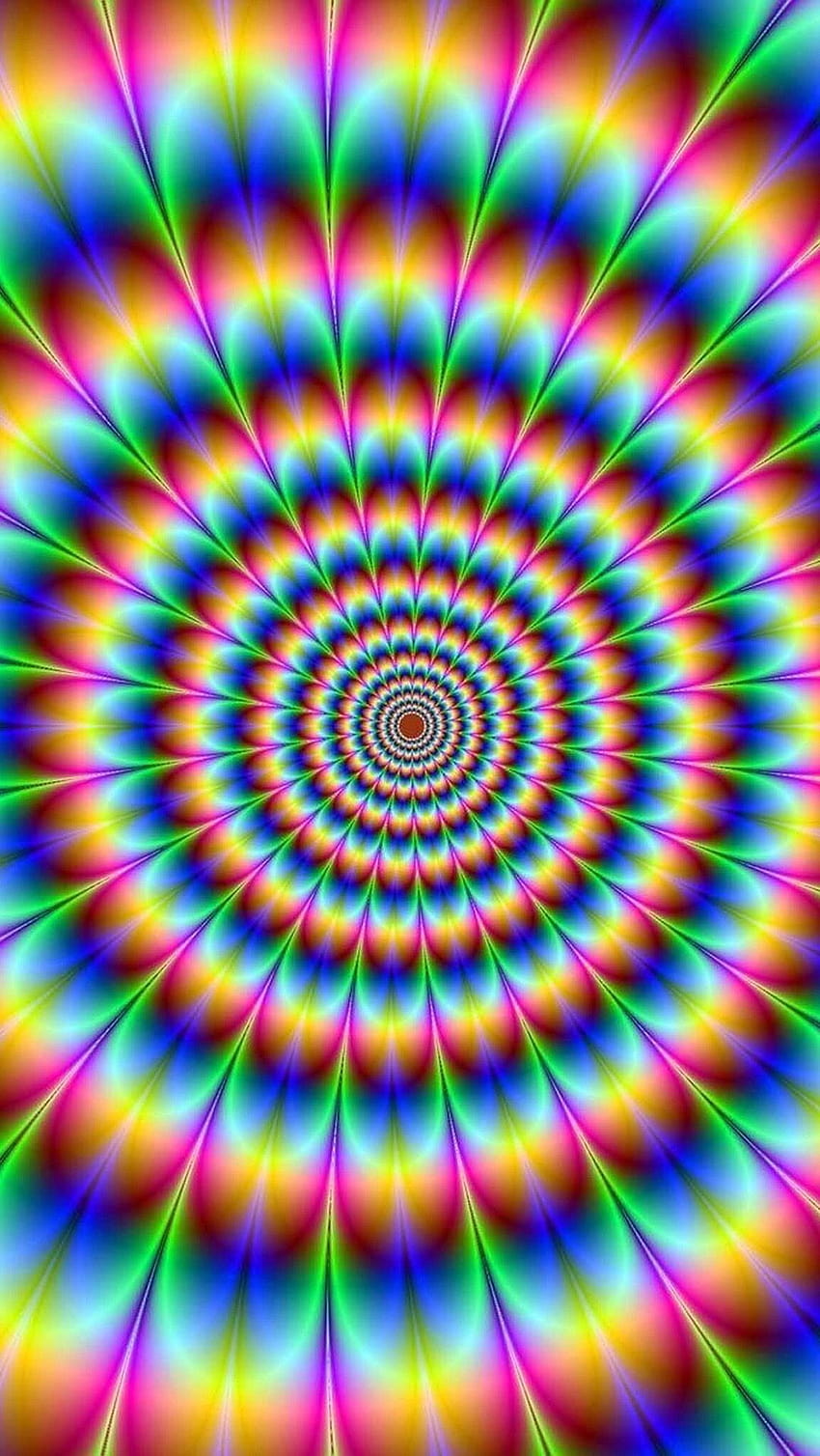 Patrón de ilusión óptica psicodélica brillante, ilusiones de arco iris fondo de pantalla del teléfono