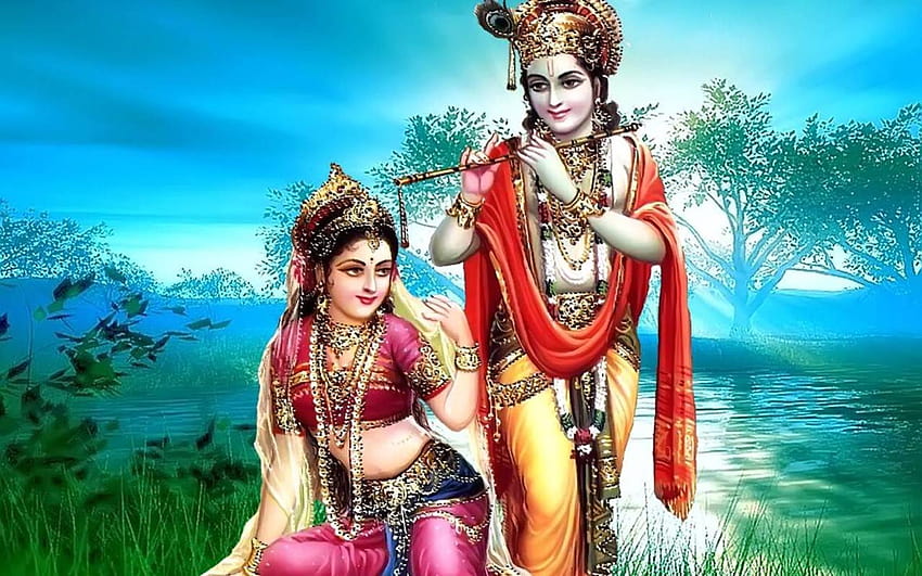 Lord Krishna Con Radha Rani Sfondo HD