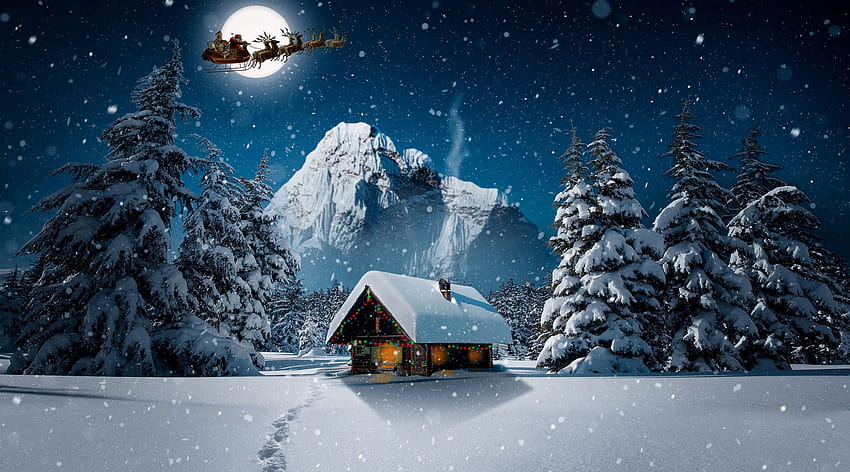 Christmas Winter , Holidays, Landscape, Night, Design, Fantasy • For You For & Mobile, winter nightime HD wallpaper
