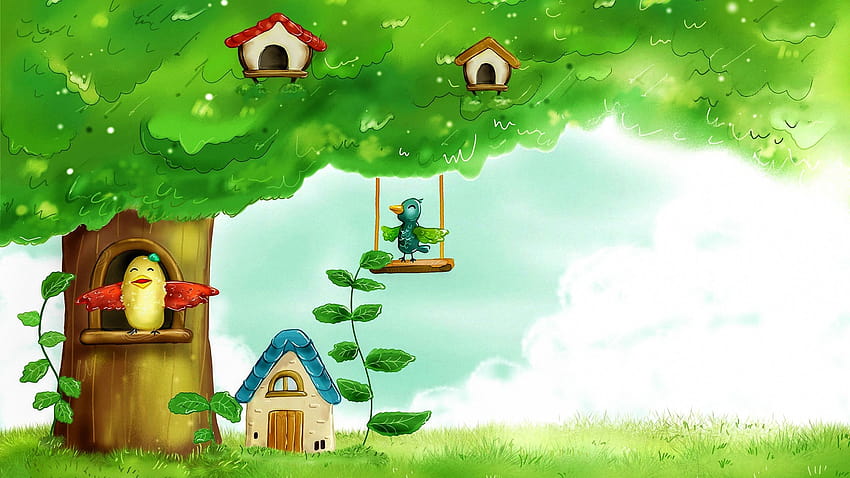 Garden Cartoon, home cartoon HD wallpaper