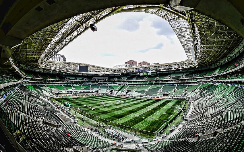 Allianz Parque, празен стадион, стадион Palmeiras, R, Сао Пауло, футбол, футболен стадион, арена Palmeiras, Бразилия, SE Palmeiras, бразилски стадиони с резолюция 2880x1800. Високо качество HD тапет