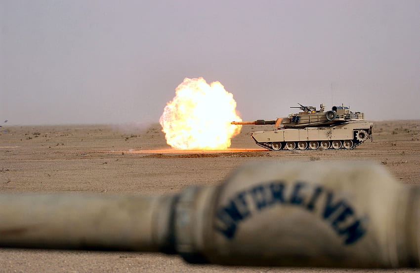 wojsko, czołg, broń, strzelanie, ogień, wybuch, pustynia, M1 Abrams / i mobilne tła, broń wybuchowa Tapeta HD
