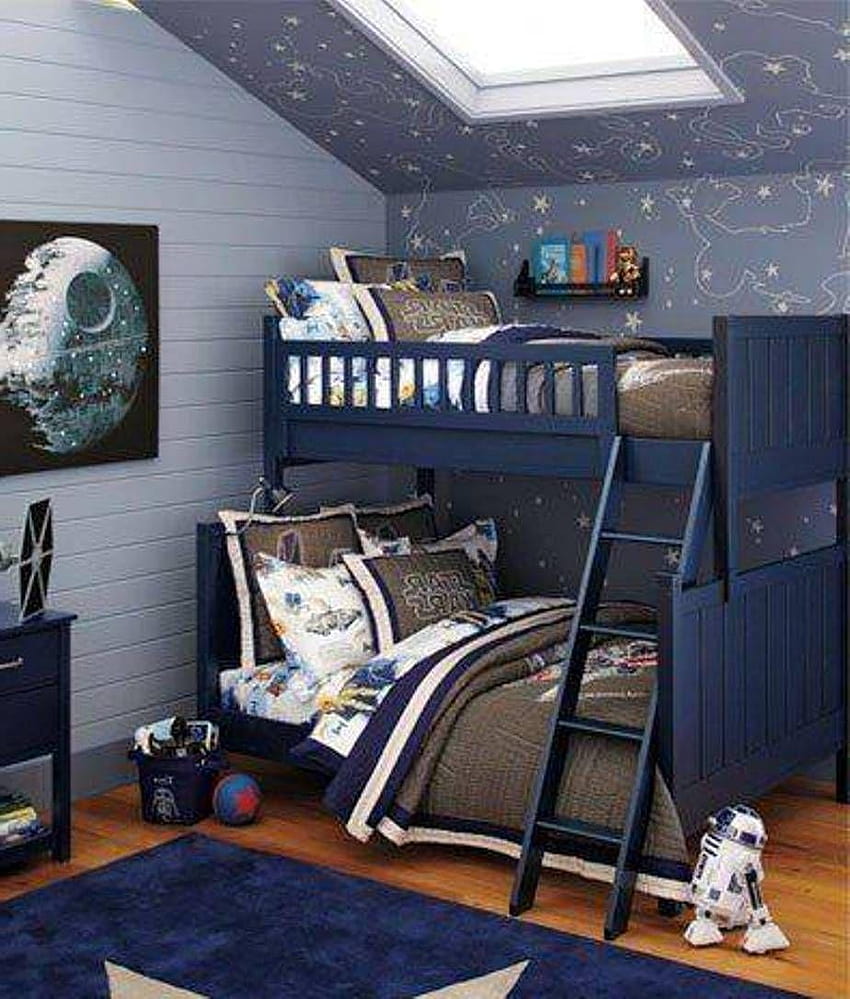 Chambre à coucher de l'espace des garçons Chambre à coucher de l'espace extra-atmosphérique de Star Wars pour des lits superposés de garçons, lits superposés Fond d'écran de téléphone HD