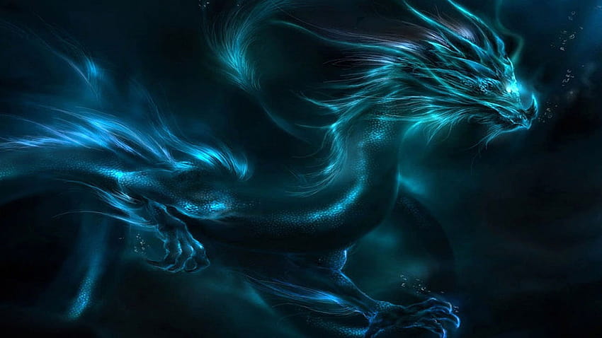 glowing blue dragon, earth dragon HD wallpaper