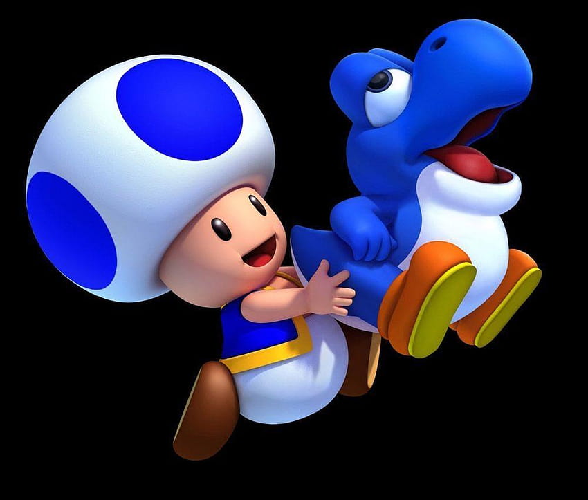Niebieska ropucha Baby Yoshi sprawia, że ​​poranek jest epicki. Niebieska ropucha Super Mario Bros Tapeta HD