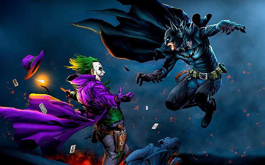 Batman vs Joker, bitwa, superbohater kontra anty, PC Batman Tapeta HD