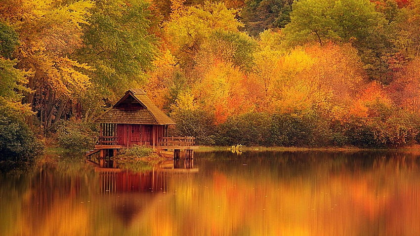 On The Lake In The Fall, summer going into fall HD wallpaper