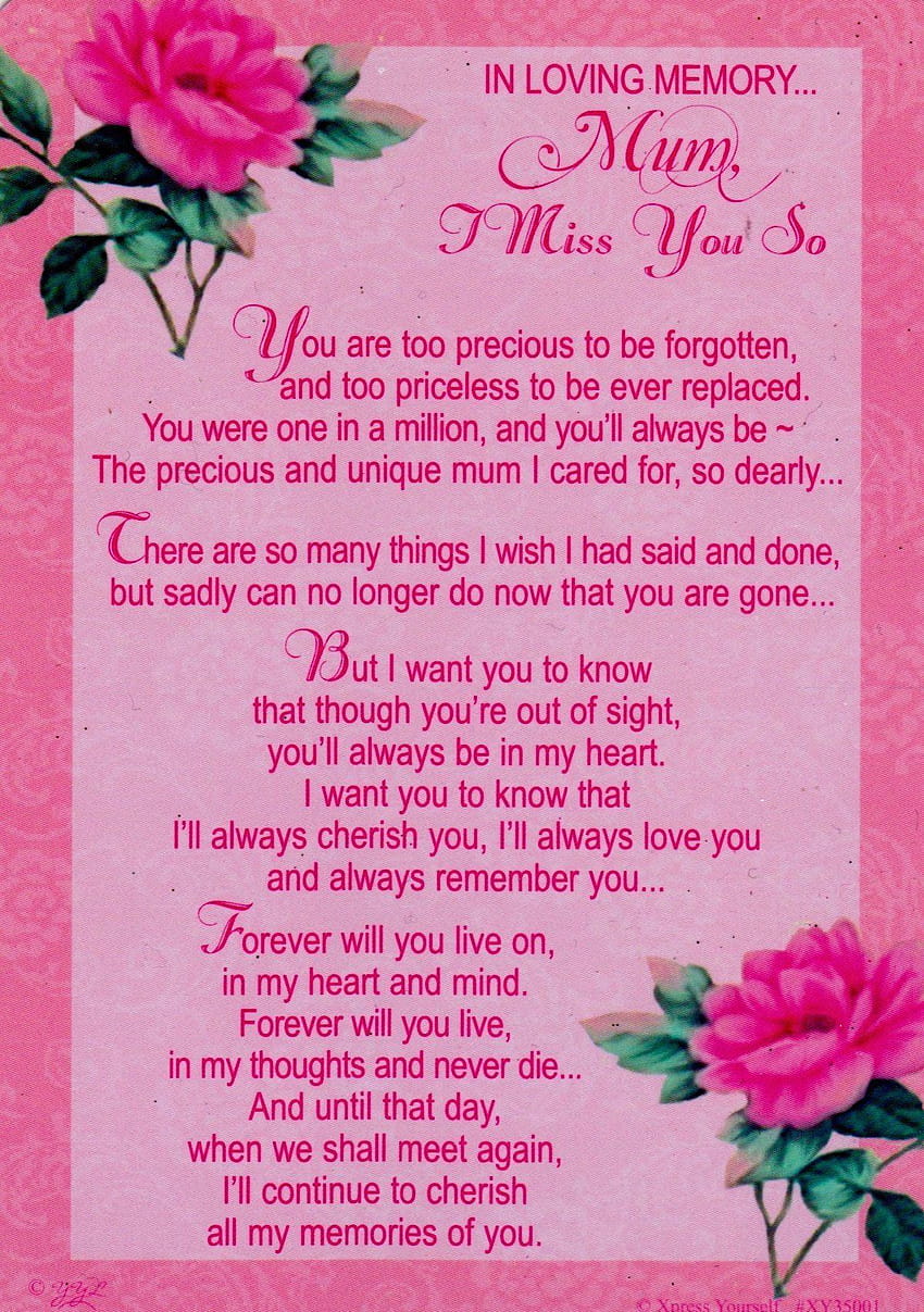 home cards in loving memory mum i miss you so much grave card, in loving memory background HD phone wallpaper