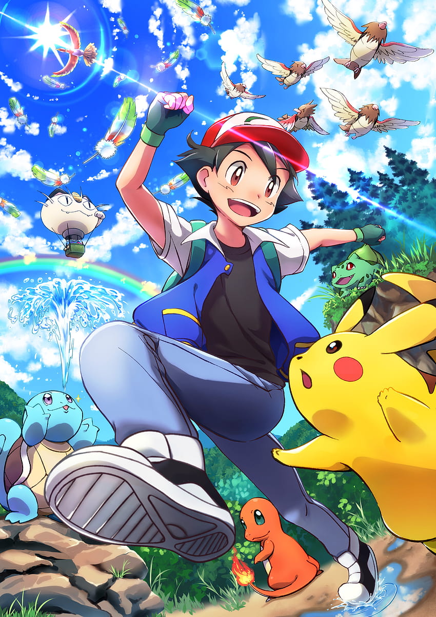 6 Pokémon Ash, ash y pikachu fondo de pantalla del teléfono