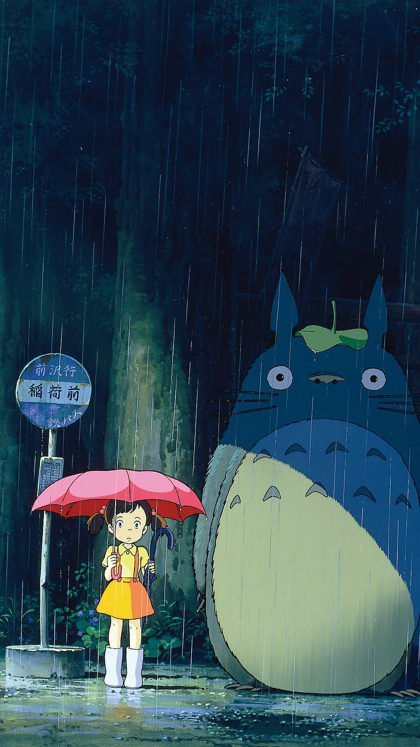 Mój sąsiad Totoro, deszczowy telefon z anime Tapeta na telefon HD