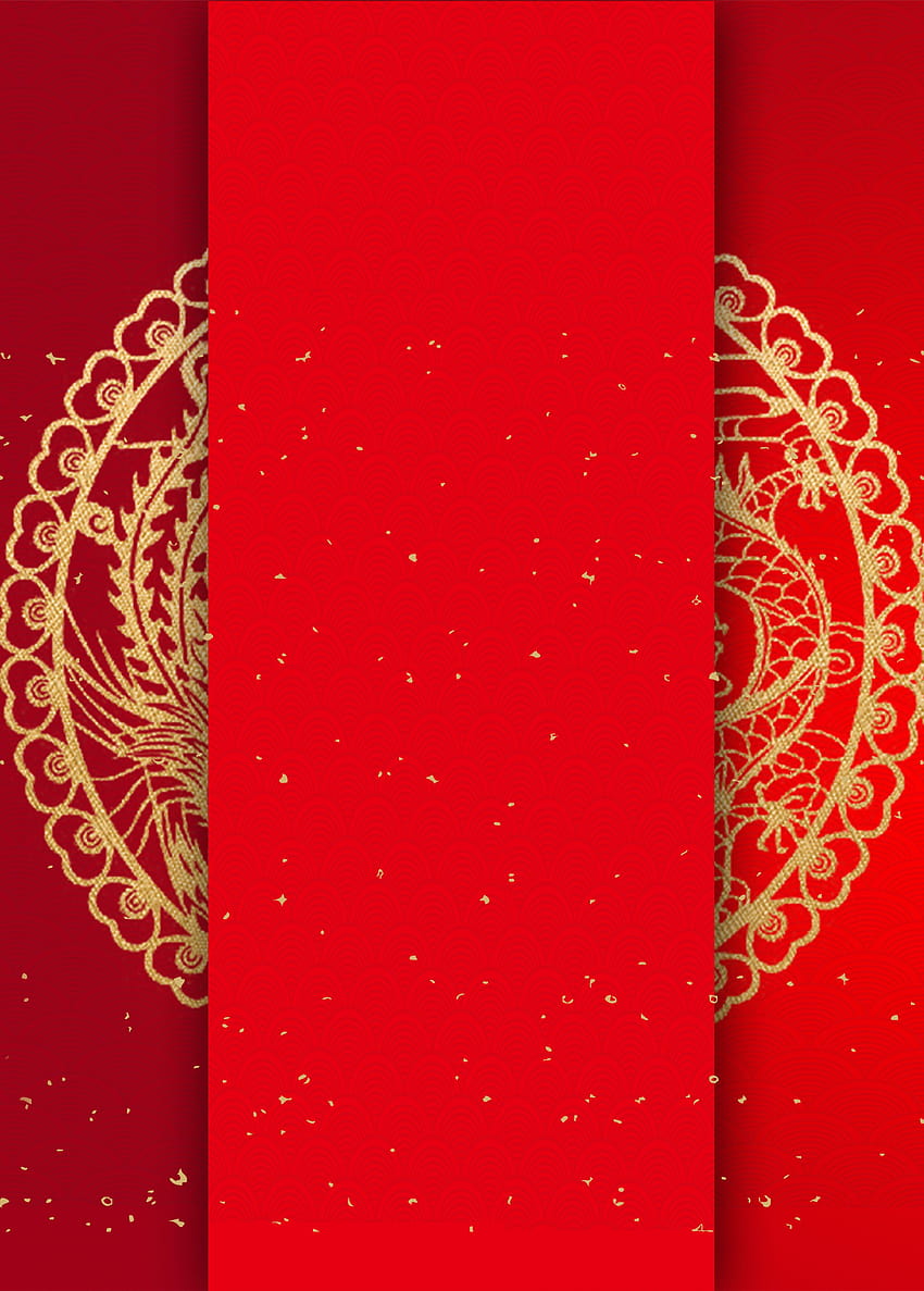 2019年の中国風の招待状の結婚式の背景素材、赤い中国のデザイン HD電話の壁紙