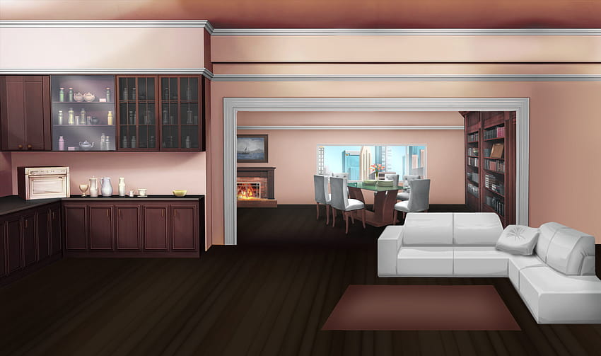 INT. PINK AND WHITE OPEN FLOOR APARTMENT, inside the house anime HD  wallpaper | Pxfuel