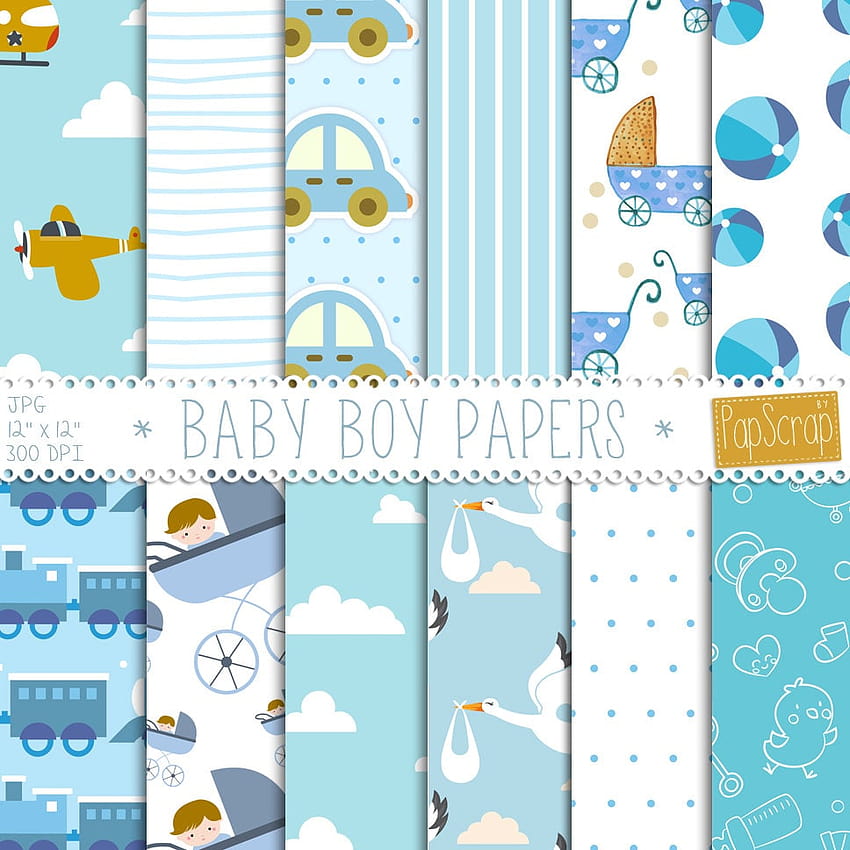 Cyfrowy papier dla niemowląt: Baby Boy Papers Blue Baby Boy Tapeta na telefon HD