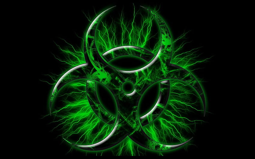 Símbolo de riesgo biológico, logotipo tóxico fondo de pantalla
