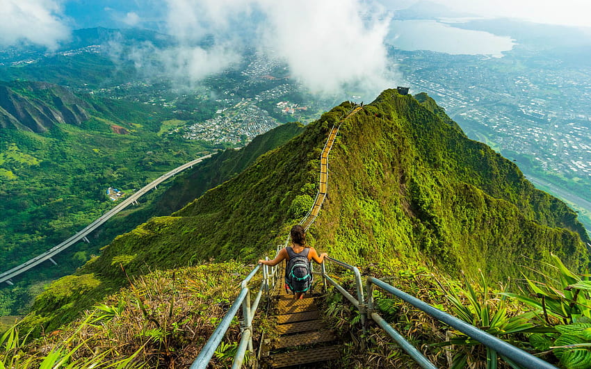 Haiku Stairs Known As The Stairway To Heaven Or Haʻikū Ladder On The Island Of Oʻahu Hawaii : 13 HD wallpaper