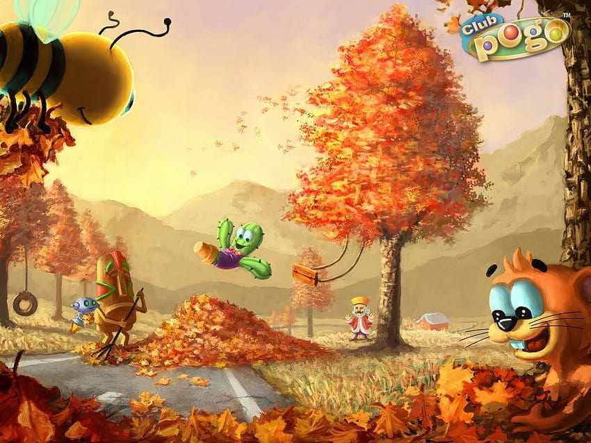 Funny Autumn on Dog, autumn animation HD wallpaper