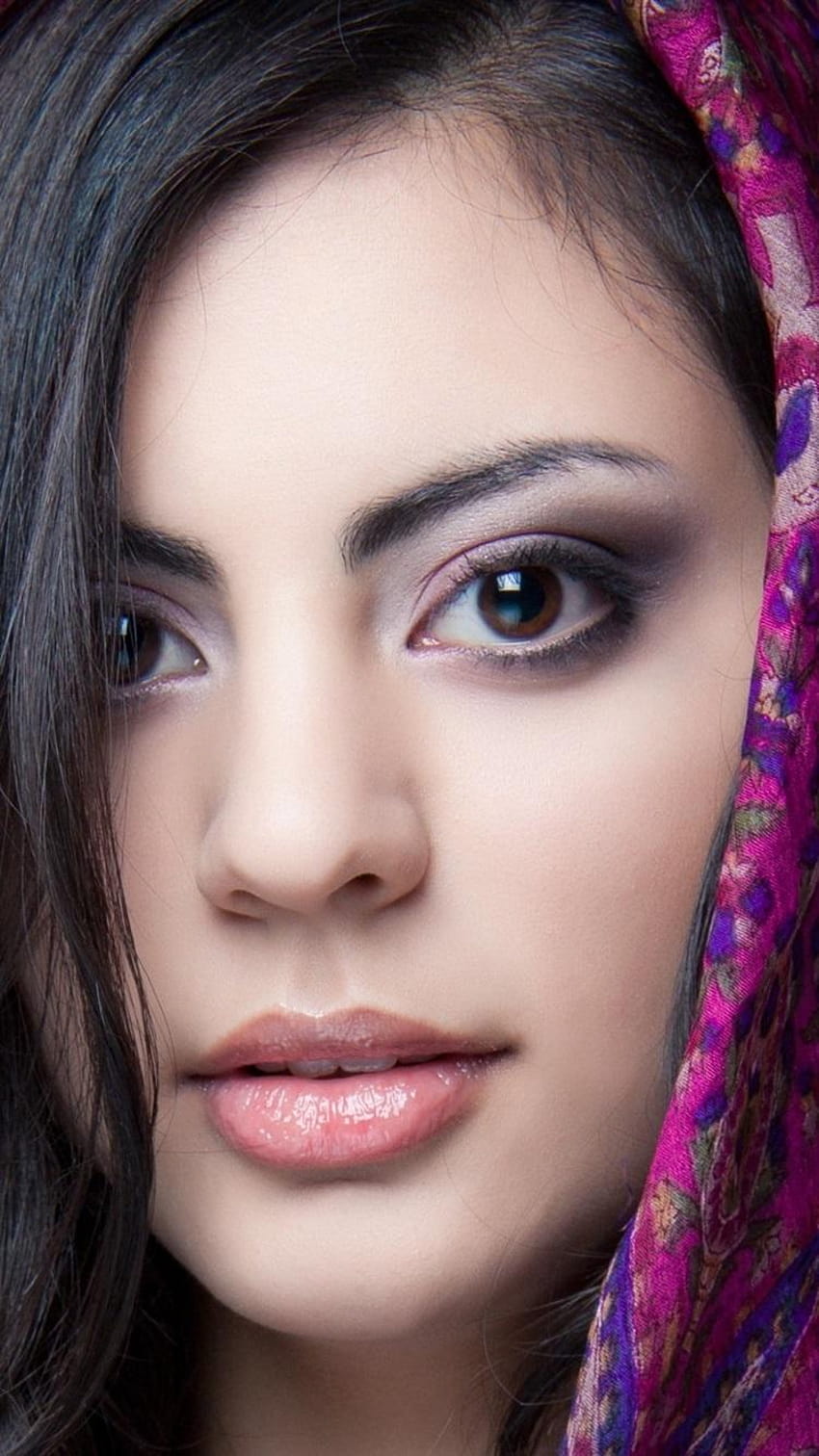 Beautiful Indian girl, brown eyes, face, scarf 750x1334, beautiful indian woman HD phone wallpaper