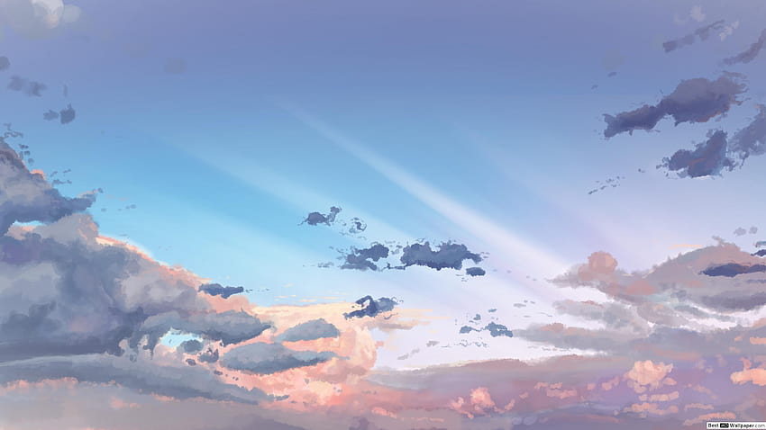 Облак синьо небе аниме, аниме облак HD тапет