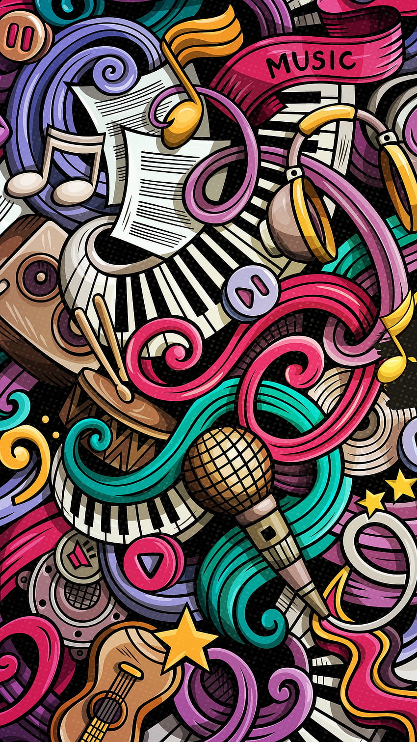 1350x2400 music, doodles, colorful, music iphone HD phone wallpaper