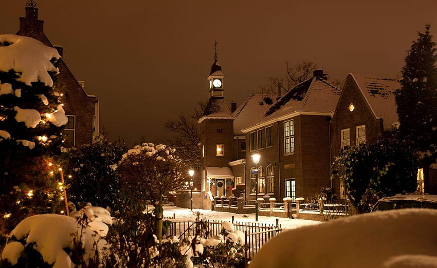 Hollanda Noel Oteli T Lansink Hengelo dünya citeis, dünyanın her yerinde kış HD duvar kağıdı