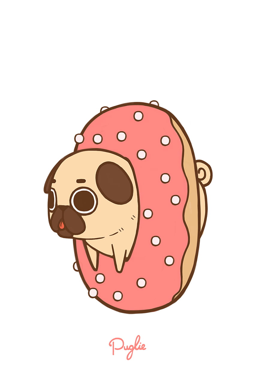 Puppy love, pug eating a donut HD phone wallpaper