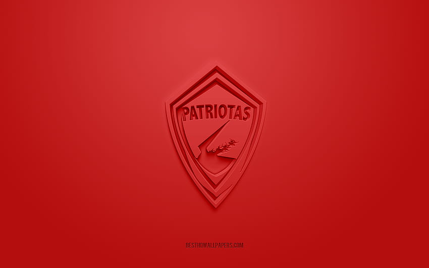 Patriotas Boyaca, creative 3D logo, red background, 3d emblem, Colombian football club, Categoria Primera A, Tunja, Colombia, 3d art, football, Patriotas Boyaca 3d logo, Patriotas FC with resolution HD wallpaper