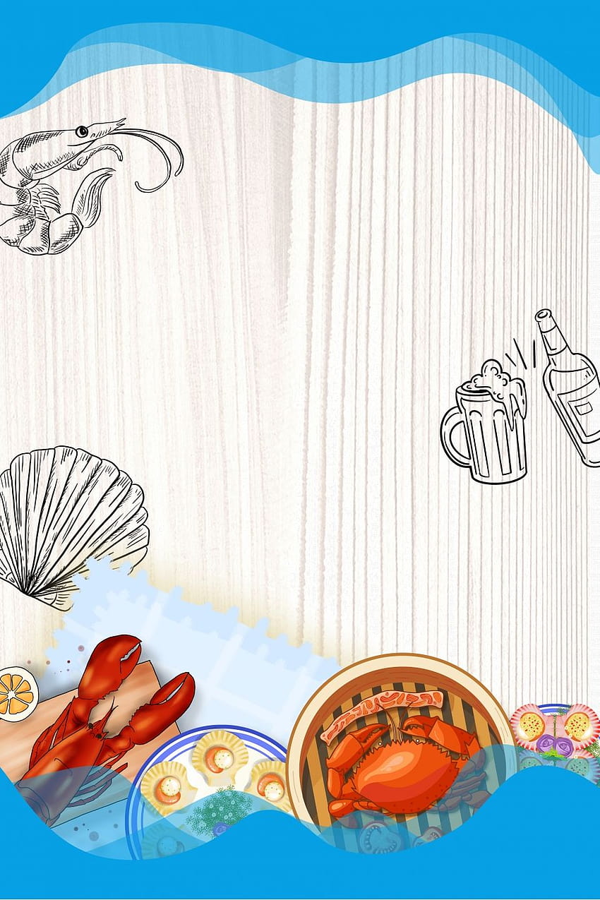 미식가 해산물 뷔페 프로모션 포스터 배경 템플릿, 레스토랑 메뉴 HD 전화 배경 화면