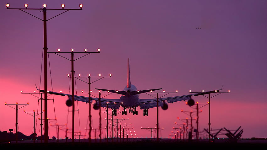 Aeronave, Avião, Aterrissagem, Faixa, Aeroporto e Fundos, avião no aeroporto papel de parede HD