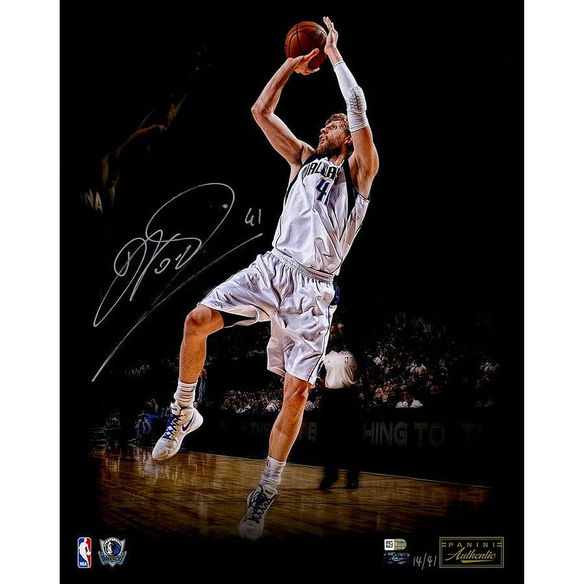 Dirk Nowitzki Dallas Mavericks с автограф 16, Dirk Nowitzki fadeaway HD тапет за телефон
