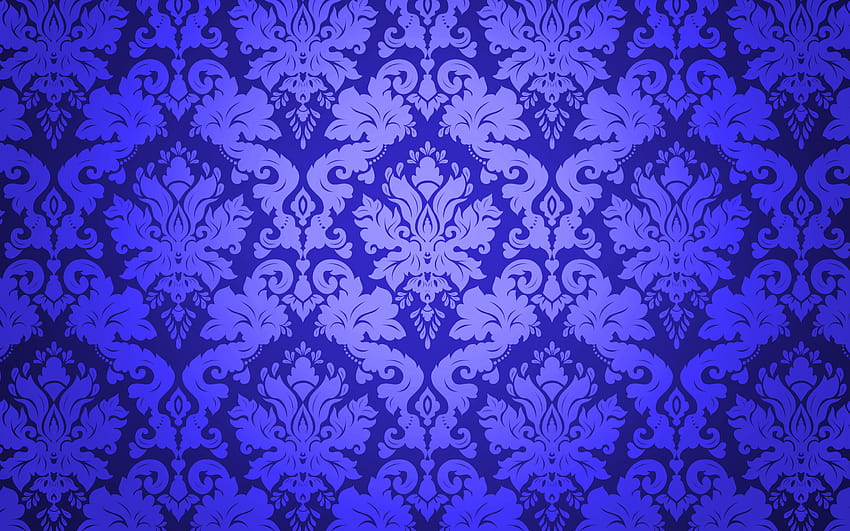 purple damask background, damask floral, retro purple HD wallpaper