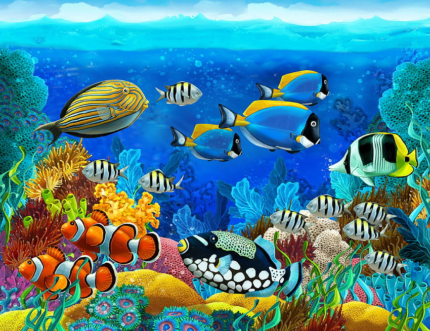 Deniz dibi balık mercanlar sualtı okyanus tropikal g HD duvar kağıdı
