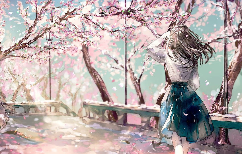 Spring Anime Girl, cherry blossom spring anime HD wallpaper | Pxfuel