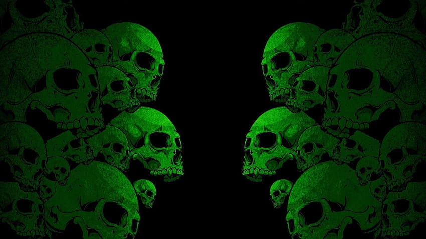 skull and guns with green background HD wallpaper
