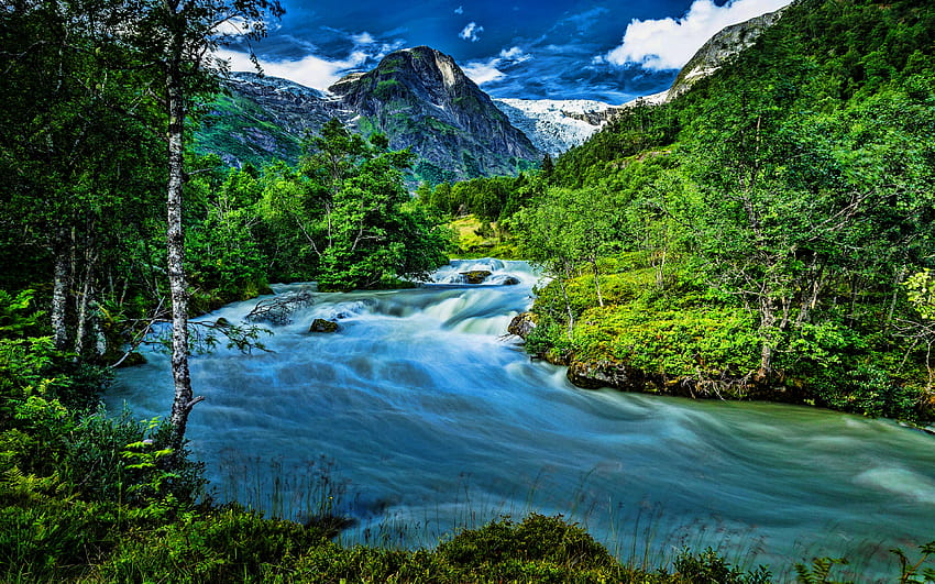 นอร์เวย์ ธรรมชาติที่สวยงาม R แม่น้ำภูเขา ป่า ภูเขา ฤดูร้อน ยุโรป ธรรมชาติของนอร์เวย์ ด้วยความละเอียด 3840x2400 ฤดูร้อนแม่น้ำภูเขาคุณสูง วอลล์เปเปอร์ HD