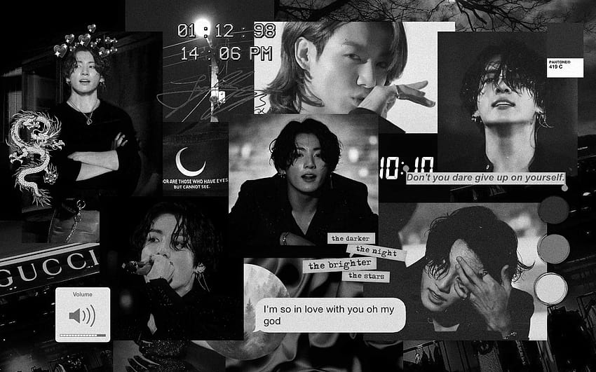 Jungkook, bts black aesthetic laptop HD wallpaper