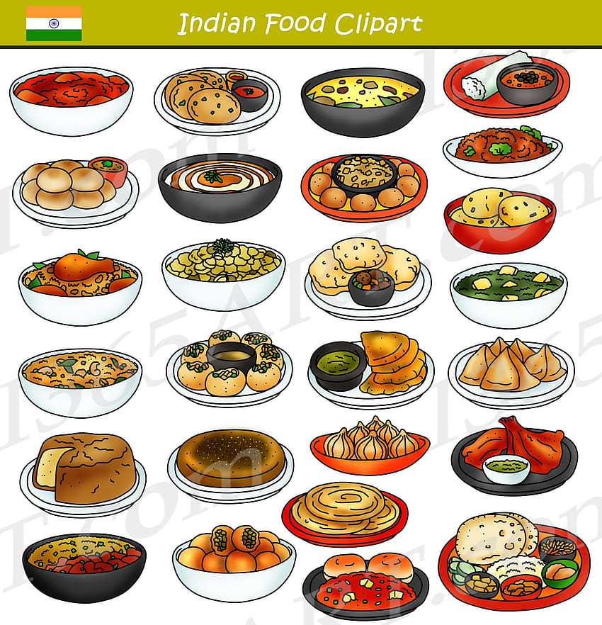 Gráficos de paquete de prediseñadas de comida india fondo de pantalla del teléfono
