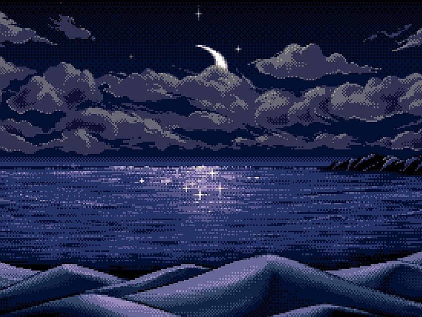 Nature Art Sea , Digital Art, Pixel Art • For You, digital night art HD ...