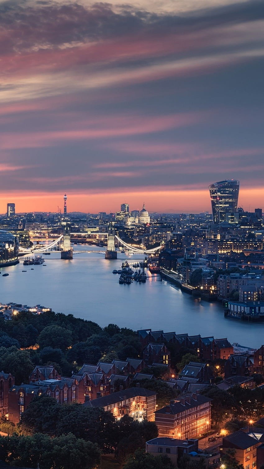 1080x1920 런던, 도시 풍경, 일몰, 강, 건물, 아이폰 런던 HD 전화 배경 화면