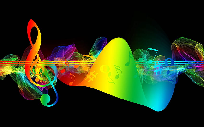 3840x2400 treble clef, musical notes, rainbow u HD wallpaper