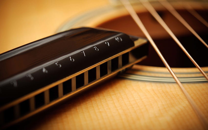 Guitar Strings Acoustic Harmonica Music, mouth organ HD wallpaper