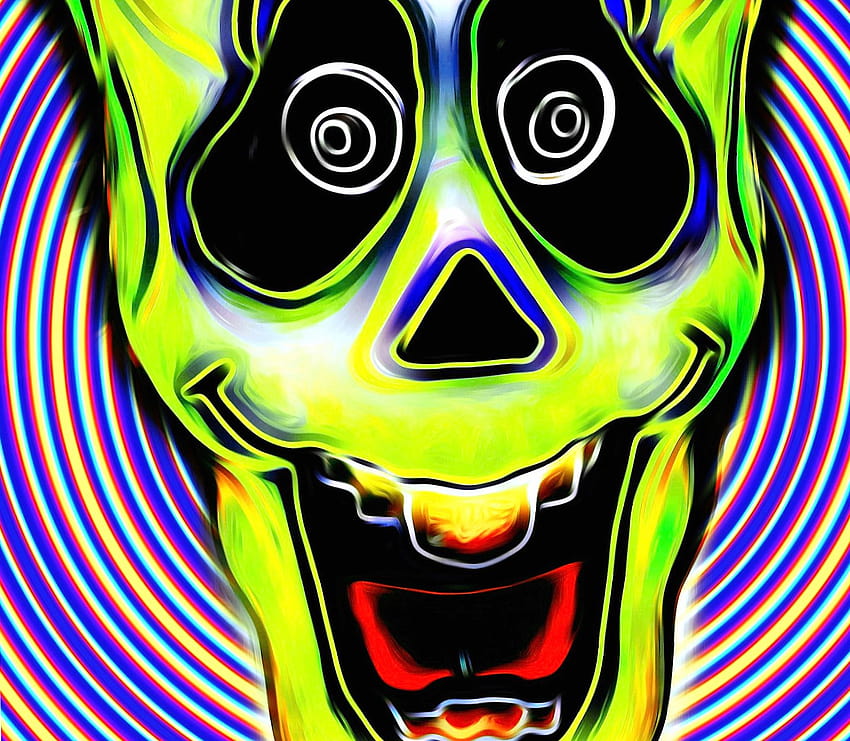 Green Trippy skull, trippy skeleton HD wallpaper