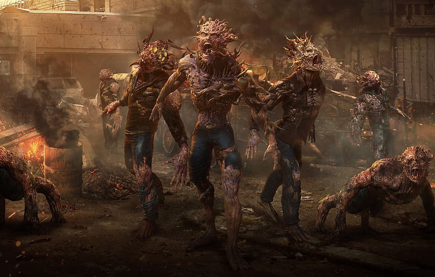 infierno, demonios, Zahid Raza Khan, criaturas, Zombie attack, sección рендеринг fondo de pantalla